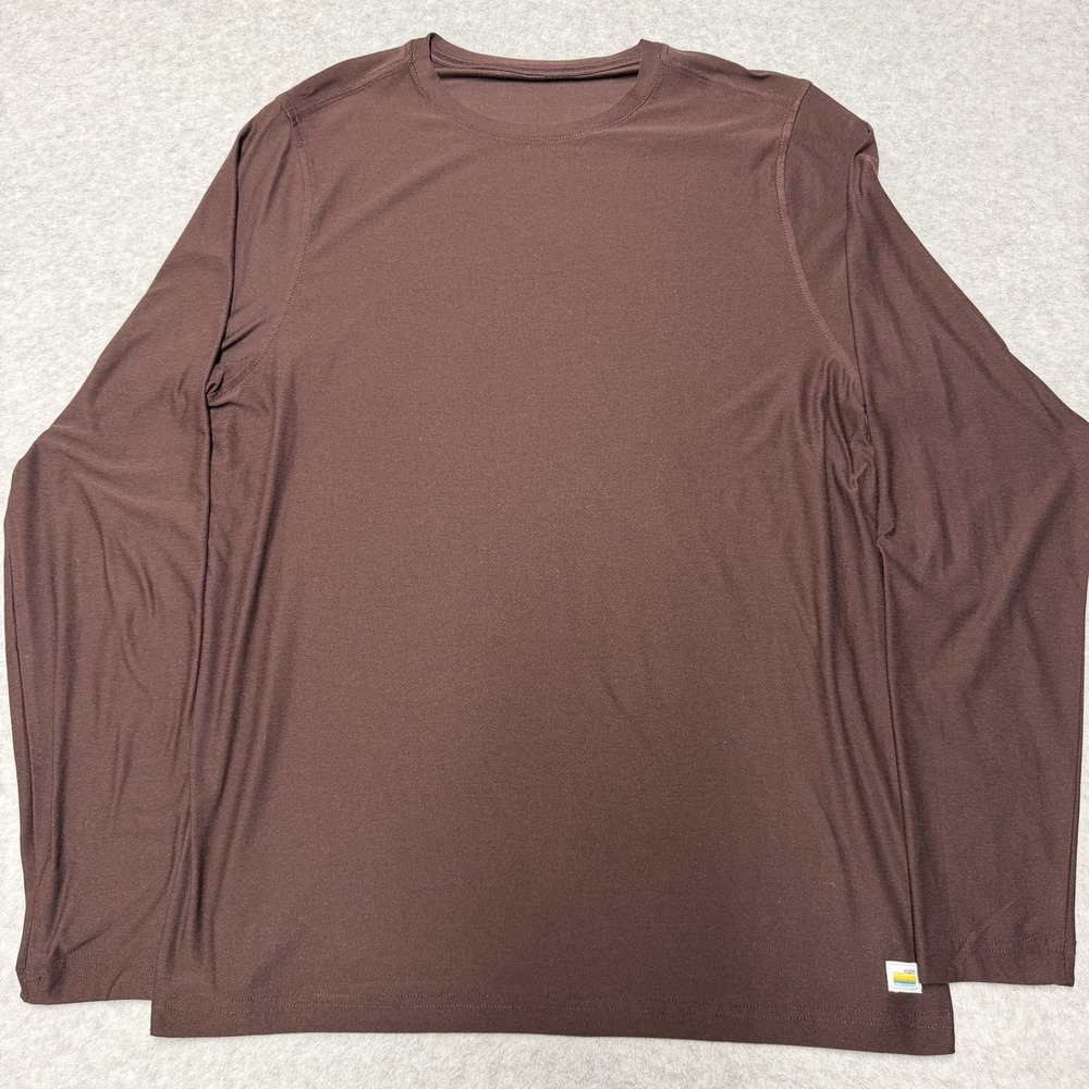 Vuori Strato Tech Shirt Mens Large Brown Long Sleeve Lightweight Performance